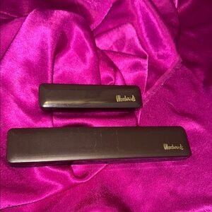 Woodwards vintage Brown Eyeglass plastic jewelry Cases with brown velevt inside